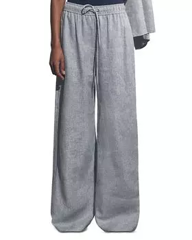 Укороченные льняные брюки Willow с широкими штанинами REISS, синий