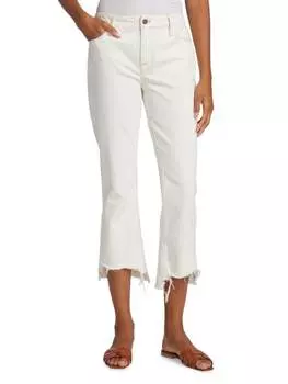 Укороченные мини-джинсы Frame стрейч с эффектом потертости Le Crop, серо-коричневый