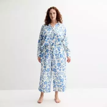 Укороченные пижамные брюки больших размеров из тканого материала Sonoma Goods For Life, цвет blue flower
