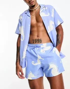 Укороченные плавки-шорты ASOS DESIGN с принтом в виде морских коньков