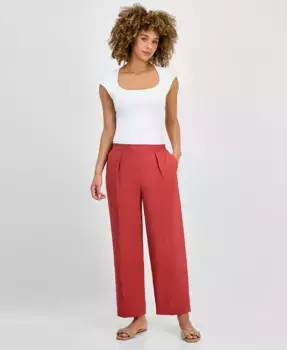 Укороченные плиссированные брюки-клеш на резинке Anne Klein, красный