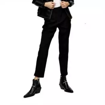 Укороченные прямые брюки черного цвета Topshop