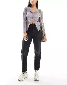 Укороченные прямые джинсы DTT Katy с высокой талией в выстиранном черном цвете Don't Think Twice