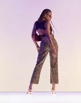 Укороченные прямые джинсы с леопардовым принтом в стиле 90-х ASOS DESIGN