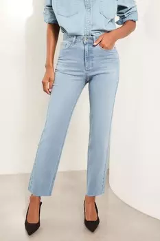 Укороченные прямые джинсы с высокой талией Lipsy, синий