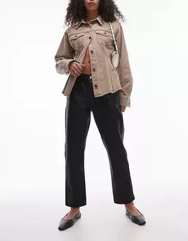 Укороченные прямые джинсы средней посадки с покрытием черного цвета Topshop