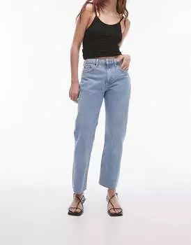 Укороченные прямые джинсы Topshop со средней посадкой и потертыми краями