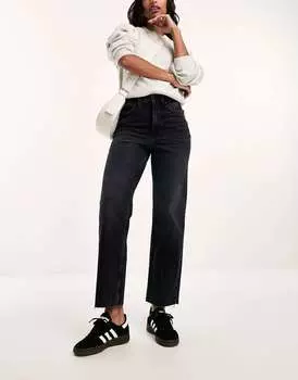 Укороченные прямые сине-черные брюки ASOS