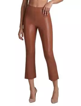 Укороченные расклешенные брюки из искусственной кожи цвета какао Commando, цвет cocoa