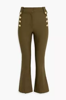 Укороченные расклешенные брюки из смесового хлопка с пуговицами DEREK LAM 10 CROSBY, зеленый