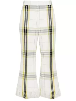 Укороченные расклешенные брюки в клетку MSGM, белый