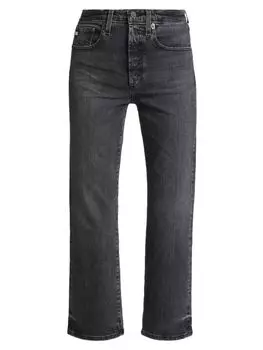 Укороченные расклешенные джинсы Kinsley с высокой посадкой Ag Jeans, черный