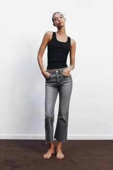 Укороченные расклешенные джинсы trf с высокой талией ZARA, цвет Mid-grey