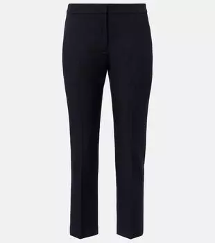 Укороченные расклешённые брюки из шерстяного габардина McQueen, темно-синий