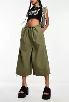 Укороченные широкие брюки Collusion, хаки