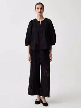 Укороченные широкие брюки из английской вышивки Ovs, цвет black