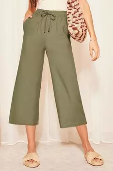 Укороченные широкие брюки-кюлоты из льна Friends Like These, зеленый