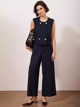 Укороченные широкие брюки Mint Velvet, темно-синий