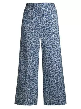 Укороченные широкие брюки Stegola Paisley Weekend Max Mara, синий