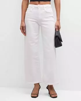 Укороченные широкие джинсовые брюки Jude с высокой посадкой SIMKHAI, цвет Distressed White