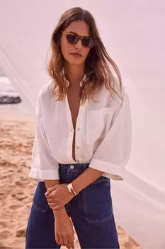 Укороченные широкие джинсы Mint Velvet, синий