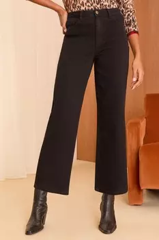 Укороченные широкие джинсы с высокой талией Love & Roses, черный