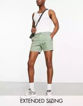 Укороченные шорты чиносы цвета хаки скинни ASOS