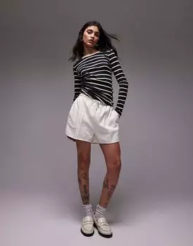 Укороченные спортивные шорты Topshop цвета экрю