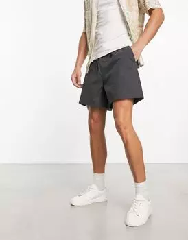 Укороченные темно-серые широкие шорты чиносы ASOS DESIGN