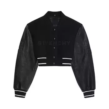 Укороченные университетские брюки с кожаными рукавами от Givenchy, цвет Черный/Белый