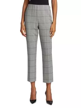 Укороченные узкие брюки в клетку Madelyn Elie Tahari, серый
