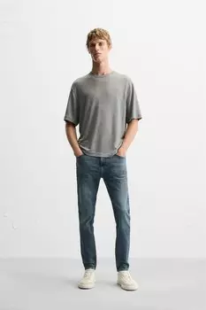 Укороченные узкие джинсы ZARA, синий