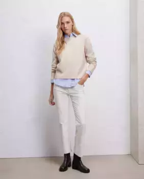 Укороченные вельветовые брюки с расклешенными краями Easy Wear, цвет Blanco Roto