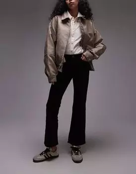 Укороченные вельветовые джинсы бордового цвета Mango