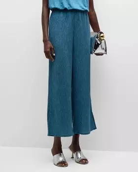 Укороченные жатые брюки широкого кроя Eileen Fisher, цвет Cascade