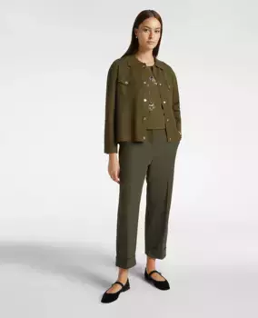 Укороченные женские прямые брюки со складкой внизу Elena Mir, зеленый