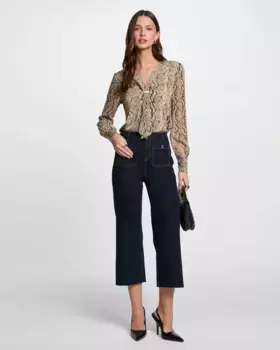 Укороченные женские прямые джинсы с передними карманами Morgan, тёмно-синий