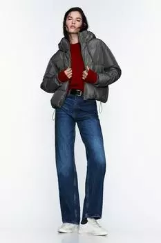 Укороченный анорак для защиты от воды и ветра ZARA, хаки