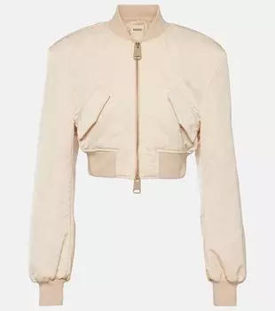 Укороченный атласный бомбер reggie Khaite, белый