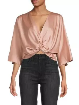 Укороченный атласный топ Renee C. Twist, розовый