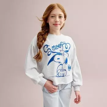 Укороченный бейсбольный свитшот Peanuts Snoopy для девочек 7–16 лет Licensed Character, цвет Heather Gray