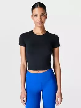 Укороченный бесшовный тренировочный топ Sweaty Betty Athlete, черный