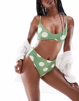 Укороченный бикини-топ ASOS DESIGN Cindy в цвете шалфея и кремового горошка