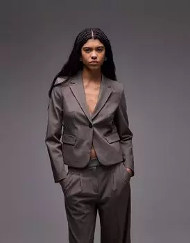 Укороченный блейзер Mango коричневого цвета