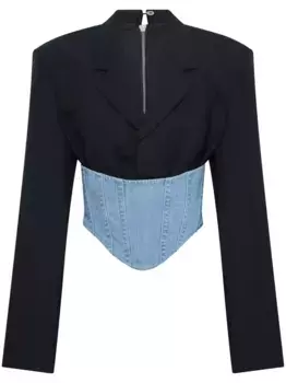Укороченный блейзер со вставкой-корсетом Dion Lee, черный