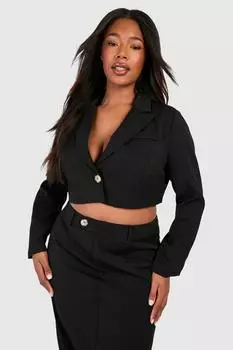 Укороченный блейзер свободного кроя Plus свободного кроя boohoo, черный