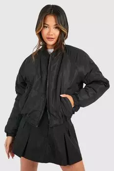 Укороченный бомбер boohoo, черный