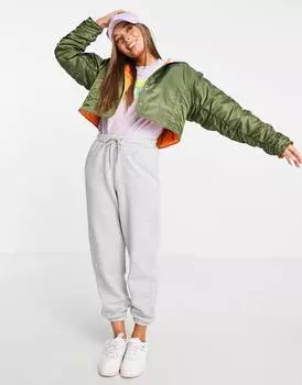 Укороченный бомбер цвета хаки с капюшоном из джерси ASOS DESIGN