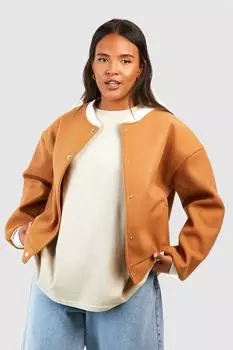 Укороченный бомбер из шерсти Boohoo, загар