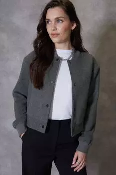 Укороченный бомбер с начесом 'Peobo' Threadbare, серый